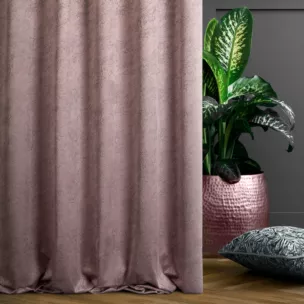 Zasłona szyta na taśmie fala różowa z welwetowej tkaniny w drobny melanż