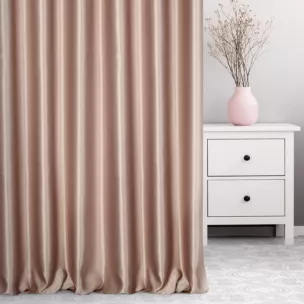 Zasłona szyta na taśmie fala pudrowa z jednokolorowej gładkiej tkaniny