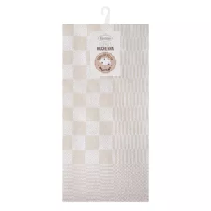 Komplet ściereczek kuchennych 2szt 50x70 cm bawełniany kolor beżowy zdobionych motywem szachownicy 200 g/m2 MAURO Eurofirany