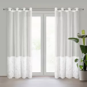 Firana kremowa zdobiona błyszczącą nicią 140x250 cm przelotka MARGARET 6 Eurofirany