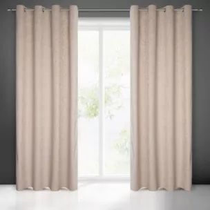 Zasłona beżowa z welwetu wytłaczanego w liście 140x250 cm przelotka OCTAVIA Eurofirany