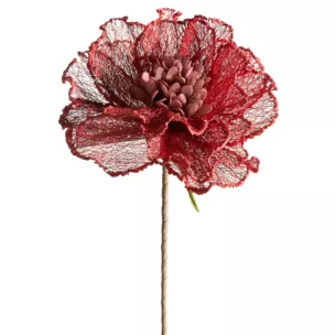 Kwiat sztuczny czerwony z siateczki 85 cm Eurofirany