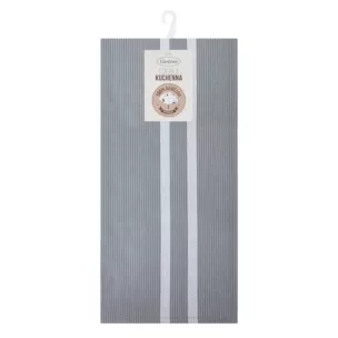 Ściereczka kuchenna 50x70 cm bawełniana kolor srebrny zdobiona pasami 200 g/m2 OLIVIA Eurofirany