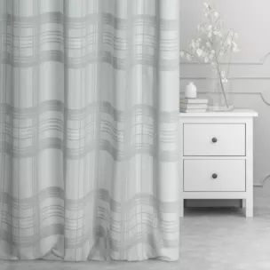 Zasłona szyta na taśmie fala kremowo srebrna dwustronna, z wzorem w kratę