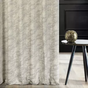 Zasłona szyta na taśmie fala kremowa z welwetowej tkaniny w drobny melanż