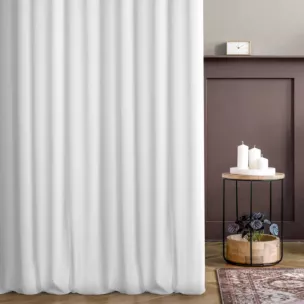 Zasłona szyta na taśmie fala biała z miękkiej półmatowej tkaniny welwetowej