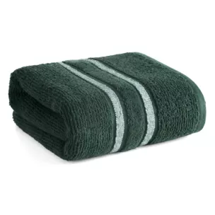 Ręcznik do rąk 30x50 cm bawełniany kolor ciemnozielony w kontrastujące pasy 500 g/m2 DINA Eurofirany