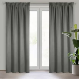 Zasłona popielata zaciemniająca o strukturalnym wzorze 130x300 cm taśma CARLO Eurofirany