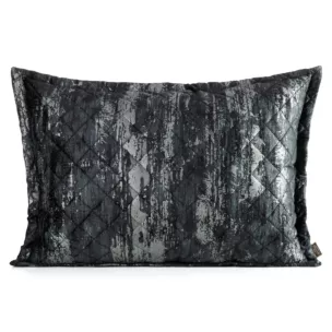 Poszewka na poduszkę 50x70 cm welwetowa pikowana metoda hot press zdobiona błyszczącym przecieranym nadrukiem czarna BLINK 43 EUROFIRANY PREMIUM