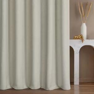 Zasłona szyta na taśmie fala naturalna z tkaniny blackout zaciemniającej w 100% o naturalnej strukturze