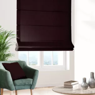 Roleta rzymska ciemnobordowa z miękkiej tkaniny z efektem melanżu