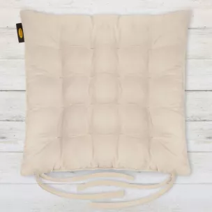 Poduszka na krzesło dwustronna 40 x 40 x 6 cm welurowa ciemnokremowa z szesnastoma pikowaniami ADORE Eurofirany