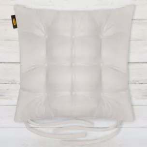 Poduszka na krzesło 40 x 40 x 6 cm  dwustronna welurowa srebrna z dziewięcioma pikowaniami ADORE Eurofirany