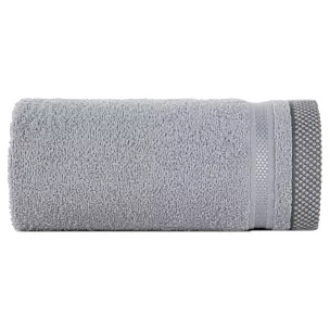 Ręcznik kąpielowy 100x150 cm bawełniany kolor srebrny z bordiurą w paski 500 g/m2 ABBIE Eurofirany