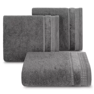 Ręcznik kąpielowy 70x140 cm bawełniany kolor stalowy z delikatną ozdobną bordiurą 500 g/m2 AMANDA Eurofirany