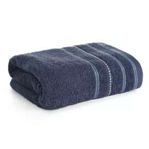 Ręcznik kąpielowy 50x90 cm bawełniany kolor granatowy zdobiony kontrastującymi pasami 500 g/m2 VENTO Eurofirany