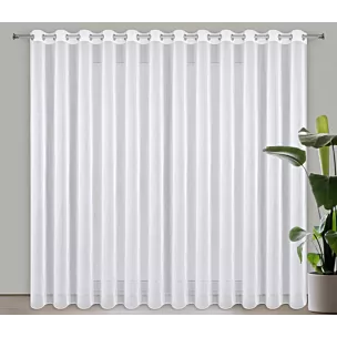 Firana biała z gładkiego mlecznego woalu wykończona szwem obciążającym VIOLET 500x280 cm przelotka Eurofirany