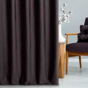 Zasłona szyta na taśmie fala ciemnofioletowa z miękkiej półmatowej tkaniny welwetowej