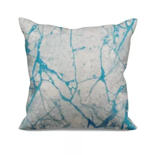 Poszewka szyta turkusowa z gładkiej tkaniny żakardowej z efektem marmuru