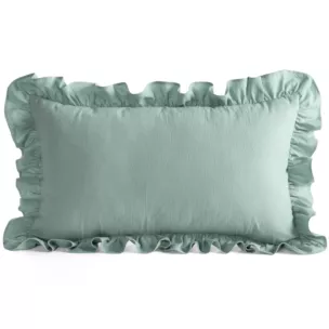 Poszewka na poduszkę 30x50 cm bawełniana z ozdobną falbanką szałwiowa Eurofirany