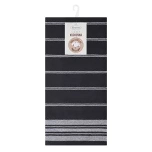 Komplet ściereczek kuchennych 2szt 50x70 cm bawełniany kolor stalowy w kratkę oraz subtelne pasy 200 g/m2 RUBI Eurofirany