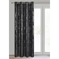 Zasłona czarno, srebrzysta zdobiona błyszczącym nadrukiem 140x250 cm przelotka LIBI Eurofirany