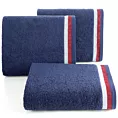Ręcznik do rąk 50x90 cm bawełniany kolor granatowy z bordiurą w pasy 550 g/m2 NIKO Eurofirany