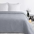 Narzuta imitująca len srebrna 170x210 cm pikowana metodą hot press w geometryczny wzór  LEN Design 91 Eurofirany