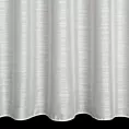 Firana szyta na przelotkach srebrna z lekko połyskującej etaminy o gęstym splocie, wykończona obciążnikiem