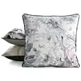 Poszewka na poduszkę 45x45 cm welwetowa biało, szara z roślinnym nadrukiem VELVET 203 Eurofirany