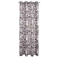 Zasłona biało, brązowa z welwetu z motywem malowanych liści i kwiatów 140x250 cm przelotka HANA Eurofirany