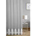 Firana szyta na przelotkach biała z łańcuszkowym haftem na tkaninie typu ADEN z delikatnym efektem deszczyku, zdobiona kryształkami Italissima Eva Minge