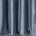 Zasłona szyta na taśmie fala niebieska z tkaniny welwetowej w pionowe prążki, wykończona obciążnikiem