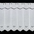Tkanina firanowa zazdrostka zdobiona ażurowym haftem serca Eurofirany