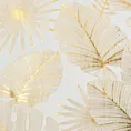 Zasłona kremowo, złota zdobiona błyszczącym motywem egzotycznych liści 140x250 cm przelotki - ZARIA - Eurofirany