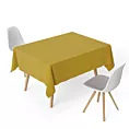 Obrus szyty STYLE musztardowy o naturalnym charakterze, z widocznym, ozdobnym splotem
