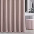 Zasłona szyta na przelotkach pudrowo różowa o naturalnym charakterze, z widocznym, ozdobnym splotem