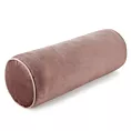 Poduszka dekoracyjna wałek 45 x 15 cm welwetowa ciemnoróżowa zdobiony kontrastującą lamówką GAJA Eurofirany