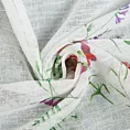 Zazdrostka biało, zielona z etaminy z nadrukiem letnich kwiatów polnych i koronką 150x30 cm tunel SYLWIA Eurofirany