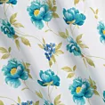 Zasłona biało, niebieska w niebieskie kwiaty 140x250 przelotka ALMA Eurofirany