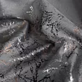 Zasłona szyta na flexach grafitowo szampańska z welwetowej tkaniny z błyszczącym nadrukiem od dołu