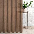 Firana szyta na flexach miedziana z siateczkowej tkaniny o naturalnym splocie i delikatnym połysku, wykończona obciążnikiem