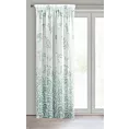 Dekoracja okienna biało, zielona z lekkiej etaminy z nadrukiem gałązek 140x270 cm taśma CLARISSA Design 91 Eurofirany