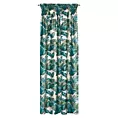 Zasłona biało, zielona z błyszczącym wzorem egzotycznych liści z welwetu 140x270 cm taśma DAVOS  Eurofirany
