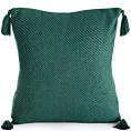 Poszewka na poduszkę 45x45 cm gładka z ozdobnymi chwostami na rogach ciemnozielona POLY Eurofirany