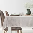 Obrus kremowo, szampański 160x280 cm żakardowy INES z subtelnym delikatnym wzorem przecierki