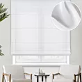 Roleta rzymska AURELL biała z jedwabiście miękkiej matowej krepy, wykończona obciążnikiem