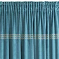 Zasłona ciemnoturkusowo, złota welwetowa ze złotymi dżetami 140x270 cm taśma JOVITA Diva Line Eurofirany