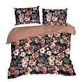 Pościel 220x200 cm z satyny bawełnianej kolor czarno, ceglasty z motywem kwiatów SPRING 79 Eurofirany