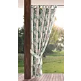 Zasłona beżowo, zielona z wodoodpornej tkaniny idealna do ogrodu i na taras 155x220 cm szelki/rzep GARDEN Eurofirany